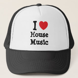 Casquette J'aime le coeur de musique House personnalisé