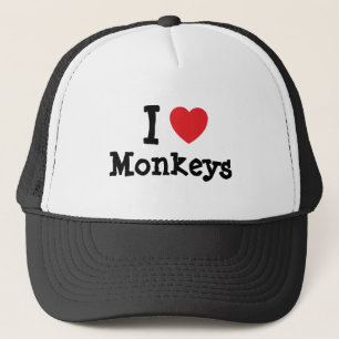 Casquette J'aime le coeur des singes personnalisé