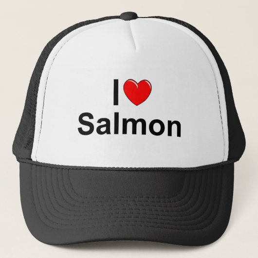 Casquette J'aime le saumon (de coeur) (Devant)