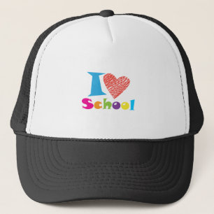 Casquette J'Aime L'École. Retour À L'École. Cartoon Coeur mi