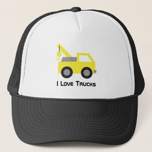 Casquette J'aime les camions, véhicule jaune mignon pour (Devant)