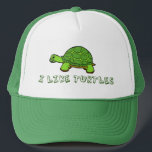 Casquette J'Aime Les Tortues<br><div class="desc">Drôle amoureux de tortue cadeau qui lit I Like Turtles sous une jolie tortue verte. Un propriétaire de tortue cool présent.</div>