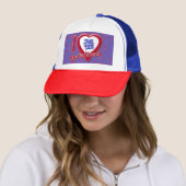 Casquette J'Aime Ma Fille Photo Coeurs Rouges Violet (En situation)