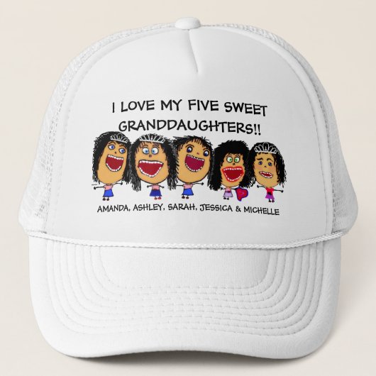 Casquette J'Aime Mon Cartoon De Cinq Petites Filles (Devant)