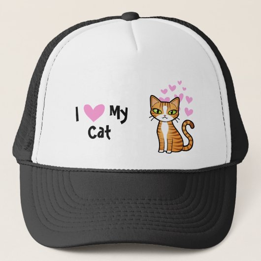 Casquette J'aime mon chat (concevez votre propre chat de (Devant)