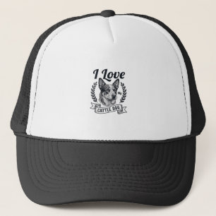 Casquette J'aime mon chien de troupeau design de gravure vin