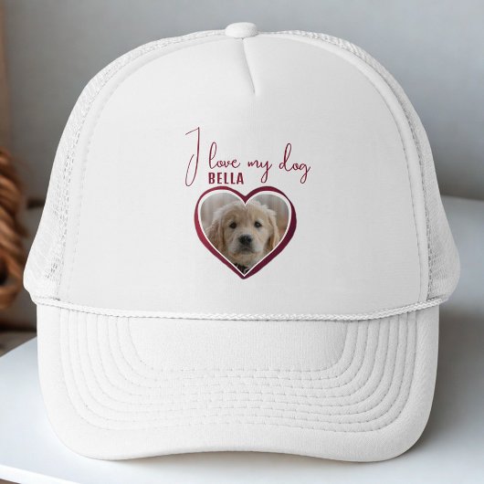 Casquette J'aime mon chien Red Heart Photo Nom de l'animal d