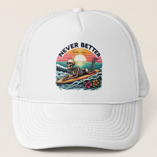Casquette Jamais mieux - Skeleton Surfing Sunset Wave Design