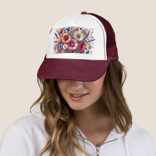 Casquette Jardin de fleurs sauvages vibrant floral coloré ét