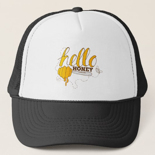 Casquette Jaune doré et Brown Hello Honey (Devant)