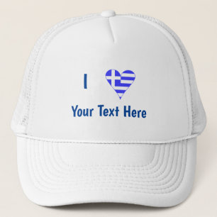 Casquette Je (Drapeau Grec Cœur) Votre Texte