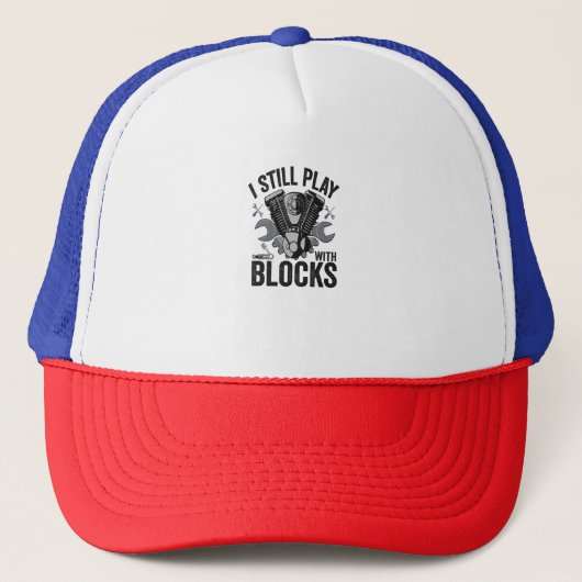 Casquette Je Joue Toujours Avec Des Blocs Drôle Chat Mécaniq (Devant)