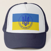 Casquette Je me tiens avec Ukraine Bleu Jaune Trident Trucke (Devant)