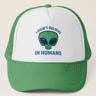 Casquette Je ne crois pas en Alien de dessin humain