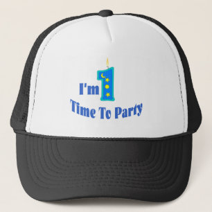 Casquette Je suis la 1 heure de party. (bleu)
