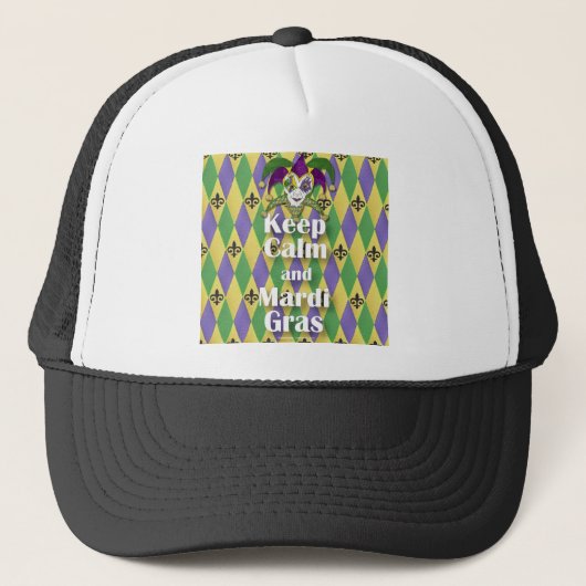 Casquette Jester Mask Keep Calm and Mardi Gras (Devant)