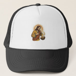 Casquette Jésus étouffé par miette de croustille de tortilla