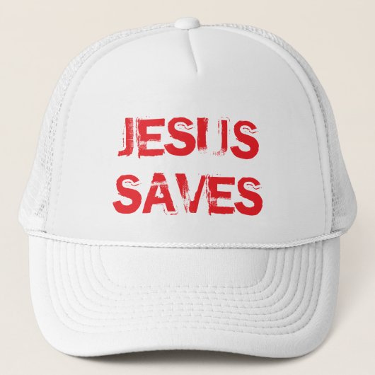 CASQUETTE JÉSUS SAUVE TRUCKER HAT WHITE (Devant)