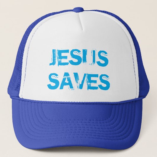 CASQUETTE JÉSUS SAVE TRUCKER HAT - BLANC & ROYAL (Devant)