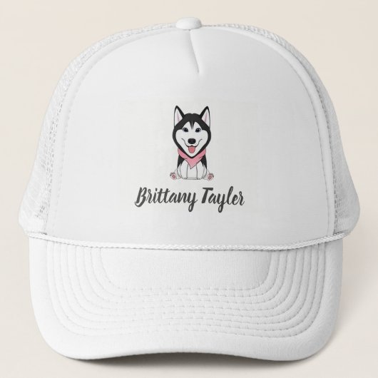 Casquette Joli chien husky noir et blanc (Devant)