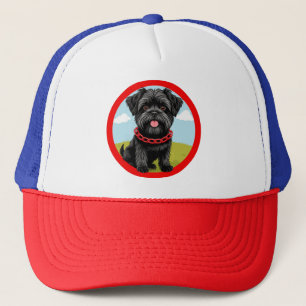 Casquette Joli chien noir avec collier rouge dans le style c