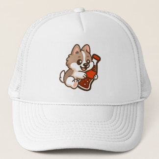 Casquette Joli chiot qui enlace une bouteille de soda