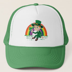 Casquette Joli dessin animé leprechaun avec shamrock et arc-