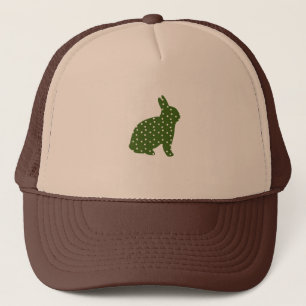 Casquette Joli lapin de Pâques vert olive avec des taches bl