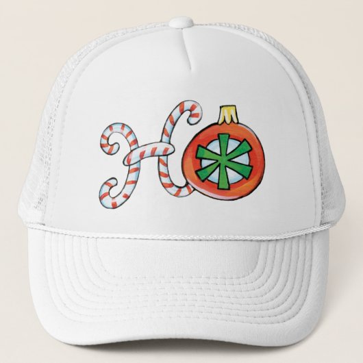 Casquette Joli Noël Ho Ho Ho, Sucres de canne Ornements (Devant)