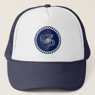 Casquette Joli poulpe bleu marine et blanc nautique