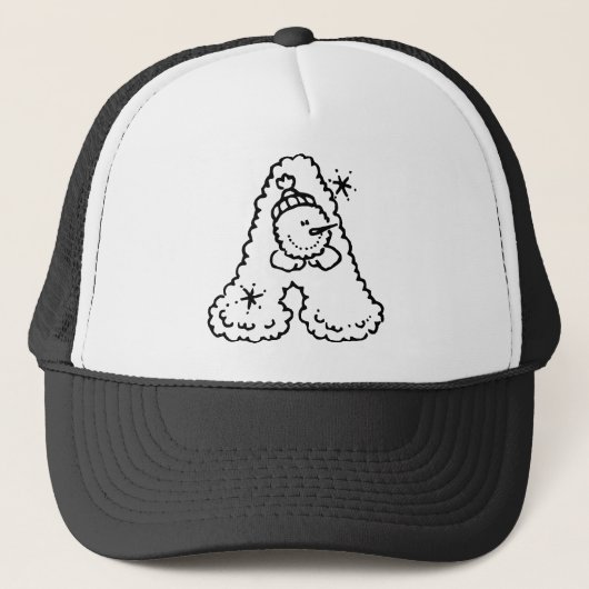 Casquette Joli Snowman Black Typographie Monogramme A (Devant)