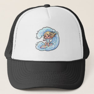 Casquette Jolie fille de surf Kawaii océan vague été plage S