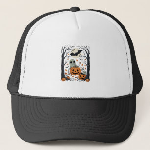Casquette Jolis fantômes d'Halloween et forêt de citrouilles