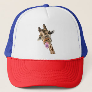 Casquette Jouer Giraffe Tongue Out Trucker Hat Smile