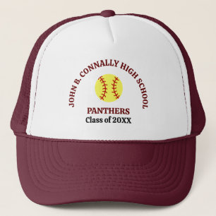 Casquette Joueuse de softball de lycée marron personnalisée