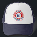 Casquette Joyeuse fête de l'4 juillet<br><div class="desc">Célébrez le Jour de l'Indépendance avec ce Happy 4 juillet design de texte moderne rouge,  blanc et bleu.</div>