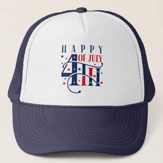 Casquette Joyeux 4 juillet rouge blanc et bleu (Devant)