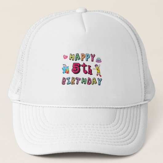 Casquette Joyeux 5e anniversaire 5 ans voeux b jour (Devant)