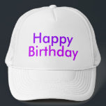 Casquette Joyeux anniversaire à la fête violet et magenta<br><div class="desc">"Joyeux anniversaire !" avec "Joyeux" en violet et "Anniversaire" en magenta.</div>