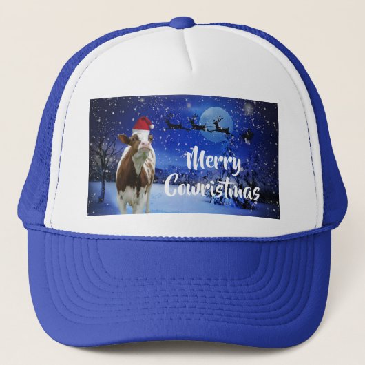 Casquette Joyeux Cowristmas Père Noël Vacances Vache (Devant)