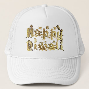 Casquette Joyeux Diwali Elegant Gold Stars Typographie