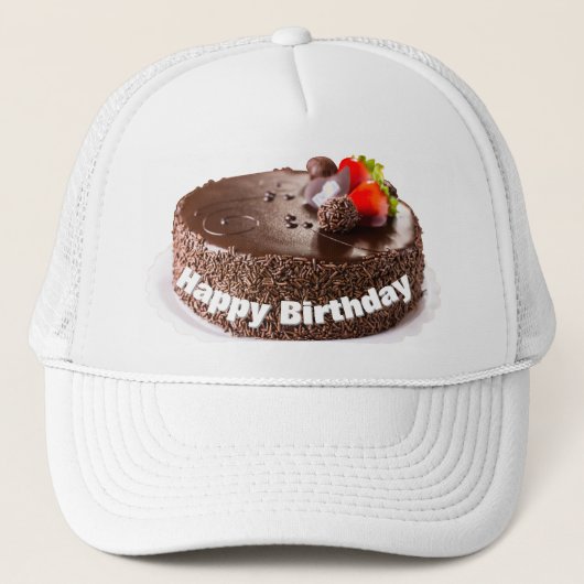 Casquette Joyeux gâteau noir d'anniversaire haché avec des f (Devant)