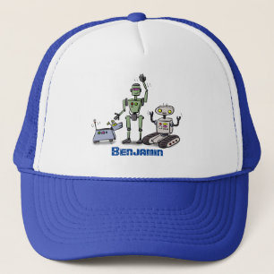 Casquette Joyeux joli dessin de trois robots trio