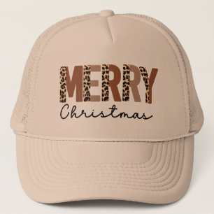 Casquette "Joyeux Noël" Bloc de couleur moderne Leopard Boho