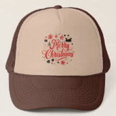 Casquette Joyeux Noël Design moderne | Rouge et blanc (Devant)