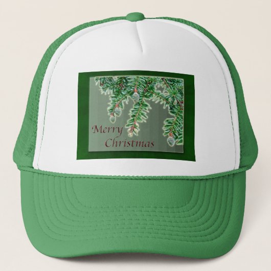 Casquette Joyeux Noël Minuscule cônes À feuillage persistant (Devant)