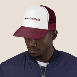 Casquette Joyeux Noël Texte Imprimé Blanc et Marron-Capuchon