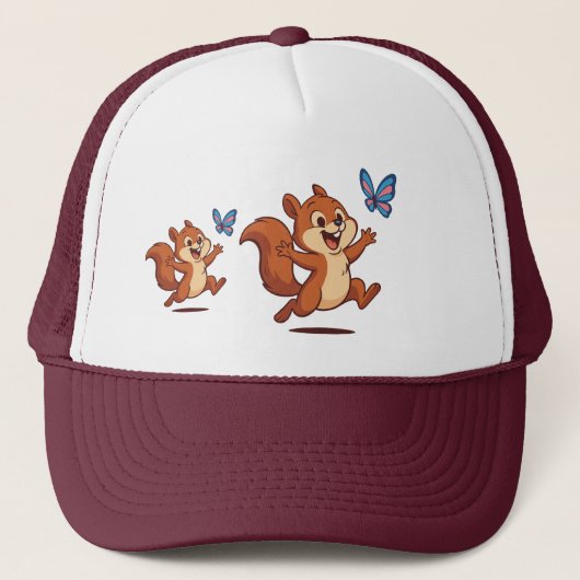 Casquette Joyful Chase – Happy Squirrel & Butterfly (Devant)