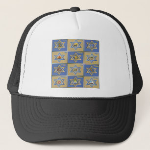 Casquette Judaica 12 tribus d'Israël Bleu Or
