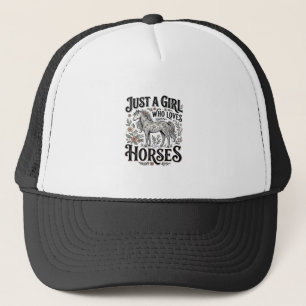 Casquette Juste une fille qui aime les chevaux dessin floral